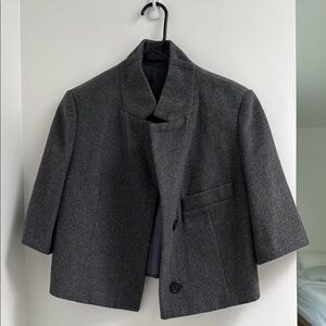 Gray Cropped Cashmere and Wool Jacket